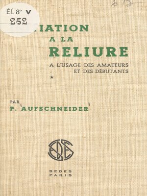 cover image of Initiation à la reliure